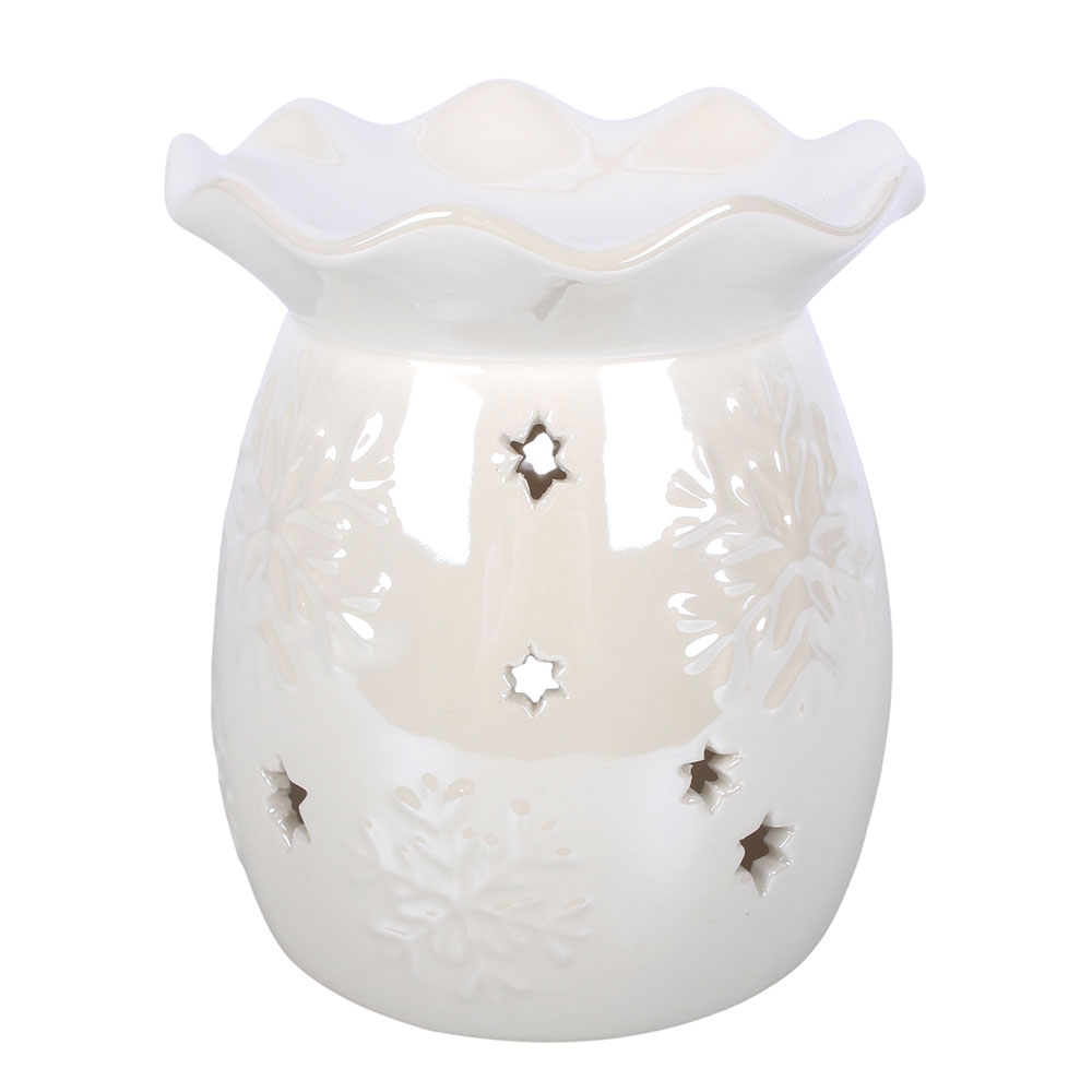 Something Different - Iridescent White Snowflake and Wax Warmer Ölbrenner/Teelichthalter fürs Raumdüfte - Weiß